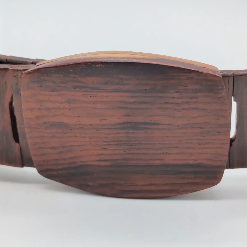 Vintage Elegant Brown Wooden Belt Round Hole 43 In